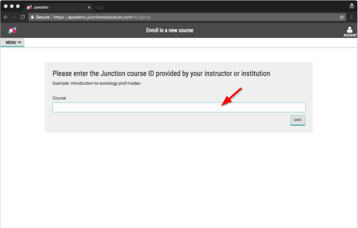 Box showing a blank to enter the Course ID. A Save button below
