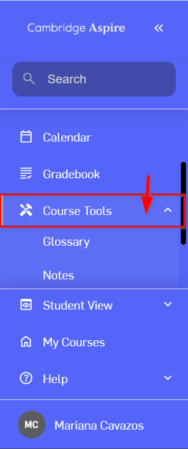 Course Tools selected on the left-side menu