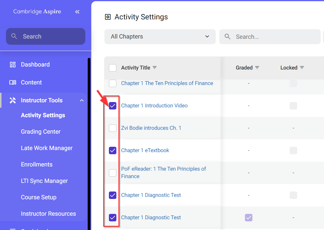 Activity Settings window with selected activities on the left box.png