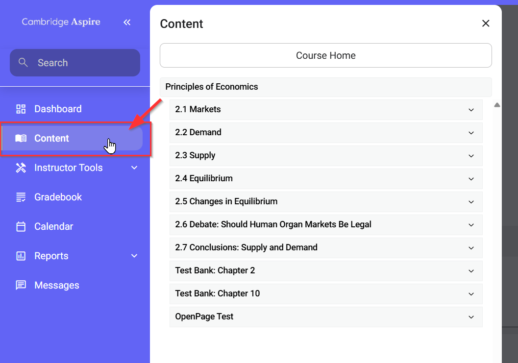 Content selected from the left side menu.png